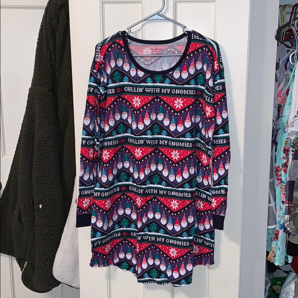 “Chillin with my Gnomes” long sleeve pj dress